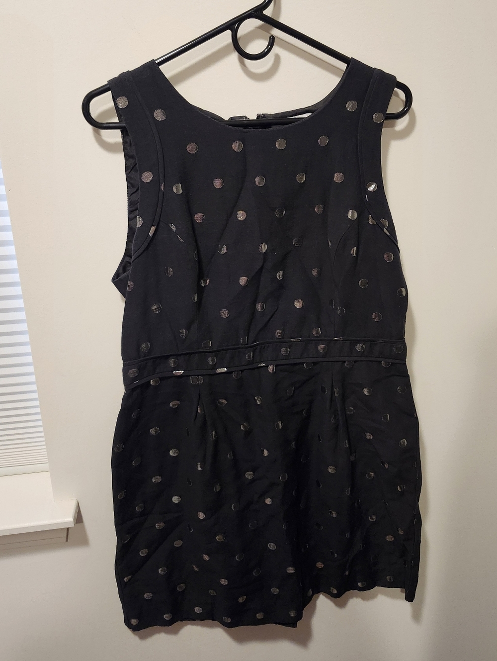Elle Black Sleeveless Mini Dress with Metallic Polka Dots